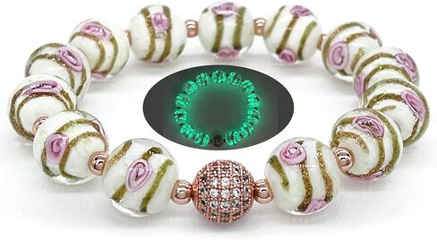 ARTSY Crafts Glow in The Dark Firefly Beads Bracelets, Ocean Blue Luminous Murano Glass Beads Jewelry Mermaid Crystals Healing Inspirational Bracelet Bangle in Saudi Arabia