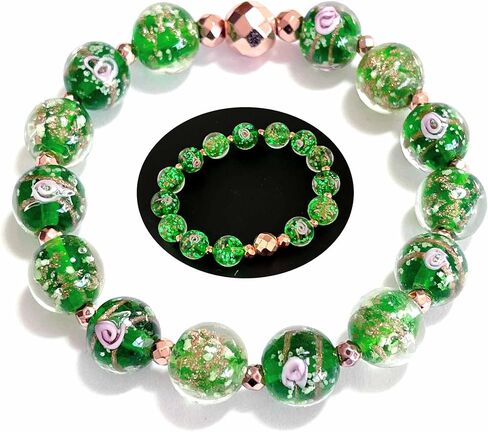 ARTSY Crafts Glow in The Dark Firefly Beads Bracelets, Ocean Blue Luminous Murano Glass Beads Jewelry Mermaid Crystals Healing Inspirational Bracelet Bangle in Saudi Arabia