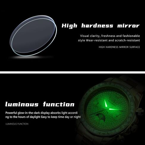 Men's Luxury Watch Gold Diamond Automatic Mechanical with Date Moon Phase Stainless Steel Luminous Waterproof Business Wristwatch in Saudi Arabia