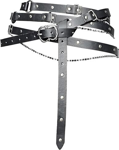 FALETO Medieval DIY Fax Leather Metal Chain Belts for Women Vintage Waist Belt Cosplay Renaissance Fairs Daily Wear in Saudi Arabia