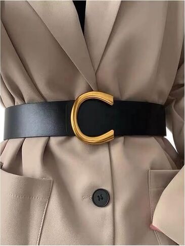 SOLY HUX Women's PU Leather Metal Buckle Belt Letter Shaped Waist Belts for Jeans Dress in Saudi Arabia