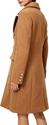 Women's Long Coat for Winter, Classic Notch Lapel Peacoat, Double-Breasted Casual Long Sleeve Fall Overcoat in Saudi Arabia