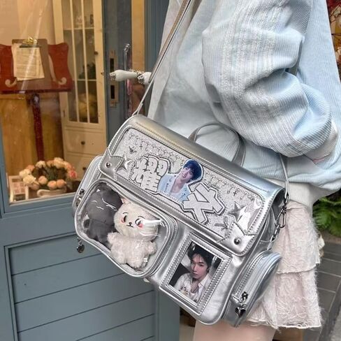 لطيف مزدوج الكتف حقيبة Ita Kawaii دبوس عرض لوازم النوم على الطريقة اليابانية المرأة سعة كبيرة حقيبة كتف مفردة (أخضر) in Saudi Arabia