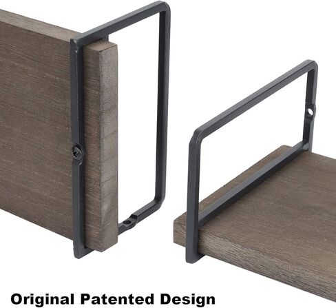 Floating Shelves Wall Mounted Set of 3, Rustic Wood Wall Storage Shelves for Bedroom,Living Room,Bathroom, Kitchen Walnut in Saudi Arabia