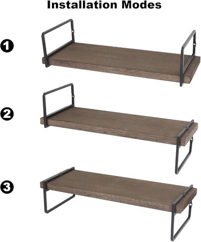 Floating Shelves Wall Mounted Set of 3, Rustic Wood Wall Storage Shelves for Bedroom,Living Room,Bathroom, Kitchen Walnut in Saudi Arabia