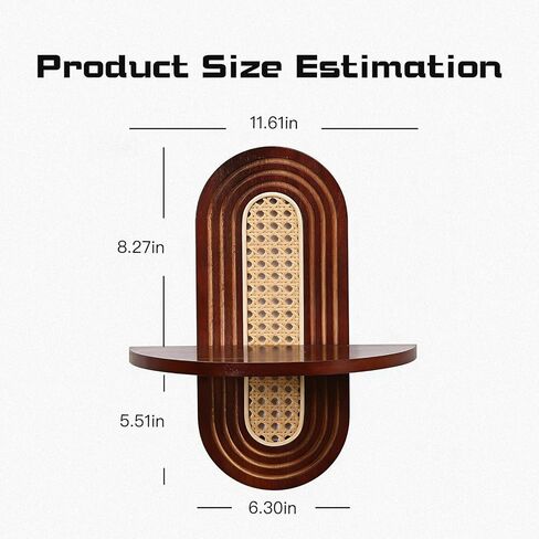 Small Floating Shelf for Wall, Decorative Shelf Set of 2, Boho Shelves for Living Room, Bedroom, Office, Nursery Room (Walnut) in Saudi Arabia