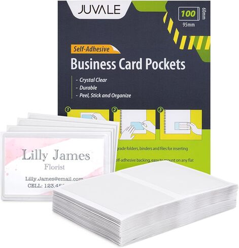 50 Pack Clear Adhesive Pockets Sleeves 5x8 for Index Card and Planners, Bulk Top Load Plastic Label Holder Protector for Photos, Note Cards, Office Supplies, Small Business in Kuwait