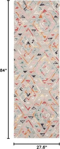 سجادة SAFAVIEH Micro-Loop Collection Runner - 2'3" x 7'، رمادي ووردي، صوف بوهو مصنوع يدويًا، مثالية للمناطق ذات حركة المرور العالية في غرفة المعيشة وغرفة النوم (MLP352F) in Kuwait