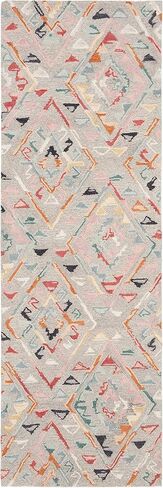 سجادة SAFAVIEH Micro-Loop Collection Runner - 2'3" x 7'، رمادي ووردي، صوف بوهو مصنوع يدويًا، مثالية للمناطق ذات حركة المرور العالية في غرفة المعيشة وغرفة النوم (MLP352F) in Kuwait