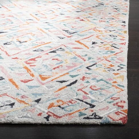 سجادة SAFAVIEH Micro-Loop Collection Runner - 2'3" x 7'، رمادي ووردي، صوف بوهو مصنوع يدويًا، مثالية للمناطق ذات حركة المرور العالية في غرفة المعيشة وغرفة النوم (MLP352F) in Kuwait