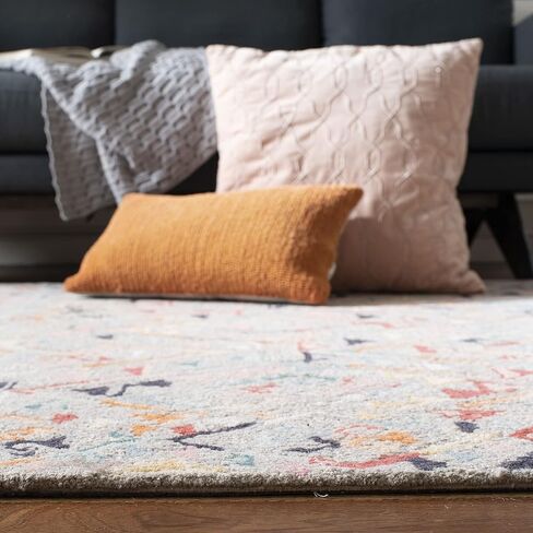 سجادة SAFAVIEH Micro-Loop Collection Runner - 2'3" x 7'، رمادي ووردي، صوف بوهو مصنوع يدويًا، مثالية للمناطق ذات حركة المرور العالية في غرفة المعيشة وغرفة النوم (MLP352F) in Kuwait