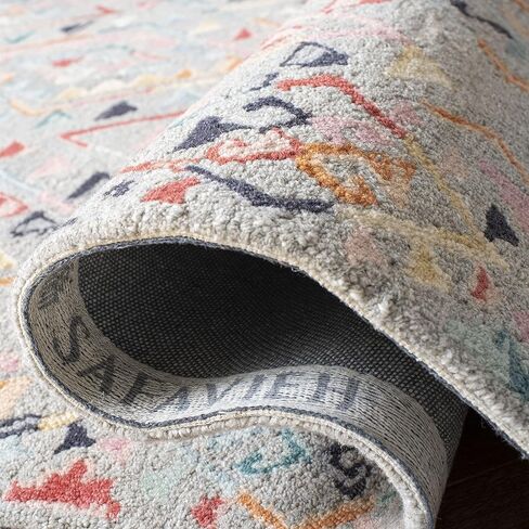 سجادة SAFAVIEH Micro-Loop Collection Runner - 2'3" x 7'، رمادي ووردي، صوف بوهو مصنوع يدويًا، مثالية للمناطق ذات حركة المرور العالية في غرفة المعيشة وغرفة النوم (MLP352F) in Kuwait