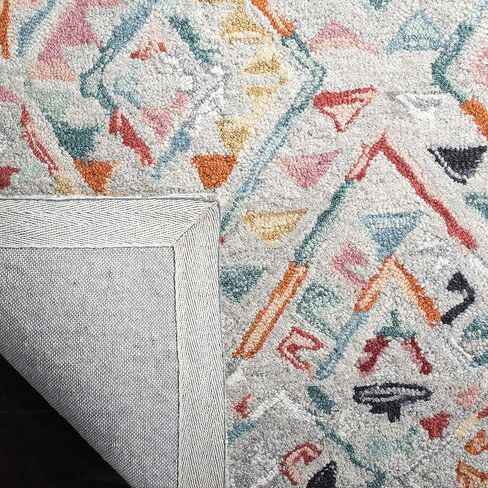 سجادة SAFAVIEH Micro-Loop Collection Runner - 2'3" x 7'، رمادي ووردي، صوف بوهو مصنوع يدويًا، مثالية للمناطق ذات حركة المرور العالية في غرفة المعيشة وغرفة النوم (MLP352F) in Kuwait
