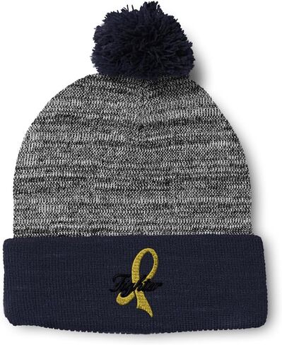 Custom Pom Pom Beanies for Women Child Cancer Gold Ribbon Fighter Skull Cap Winter Hats Men One Size in Saudi Arabia