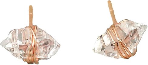 أقراط Herkimer المرصعة بالألماس من عيار 14 قيراط أو الفضة الاسترليني أو الذهب أو الذهب الوردي من Lotus Stone Jewelry in Kuwait