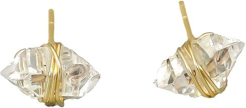أقراط Herkimer المرصعة بالألماس من عيار 14 قيراط أو الفضة الاسترليني أو الذهب أو الذهب الوردي من Lotus Stone Jewelry in Kuwait