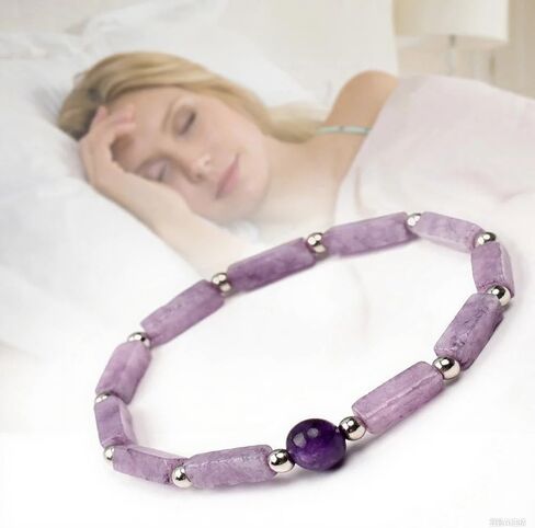 Bracelets for Women Men Rectangle Beads Natural Purple Crystal Stone Stretch Handmade Amethyst Gemstone Yoga Beads Bracelet Improve Sleeping Body-purify Healthy Weight Loss Chakra Jewelry Gifts in Saudi Arabia