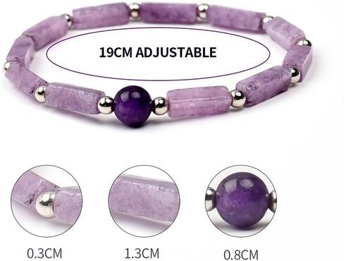 Bracelets for Women Men Rectangle Beads Natural Purple Crystal Stone Stretch Handmade Amethyst Gemstone Yoga Beads Bracelet Improve Sleeping Body-purify Healthy Weight Loss Chakra Jewelry Gifts in Saudi Arabia