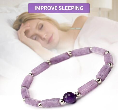 Bracelets for Women Men Rectangle Beads Natural Purple Crystal Stone Stretch Handmade Amethyst Gemstone Yoga Beads Bracelet Improve Sleeping Body-purify Healthy Weight Loss Chakra Jewelry Gifts in Saudi Arabia