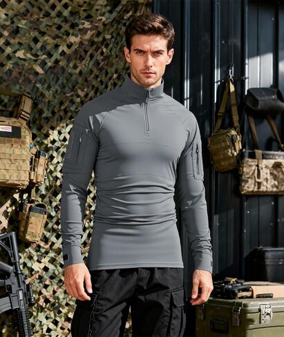 Mens Long Sleeve Polo Shirt Moisture Wicking Breathable Work Casual Golf Shirt with Pocket in Saudi Arabia