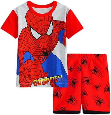 Little Boys Summer Spiderman Pajamas Short Kids Pjs Sets 100% Cotton Toddler Sleepwear (S33, 3_years) in Saudi Arabia