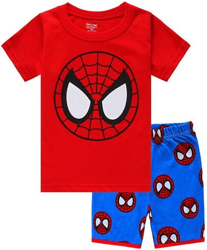 Little Boys Summer Spiderman Pajamas Short Kids Pjs Sets 100% Cotton Toddler Sleepwear (S33, 3_years) in Saudi Arabia