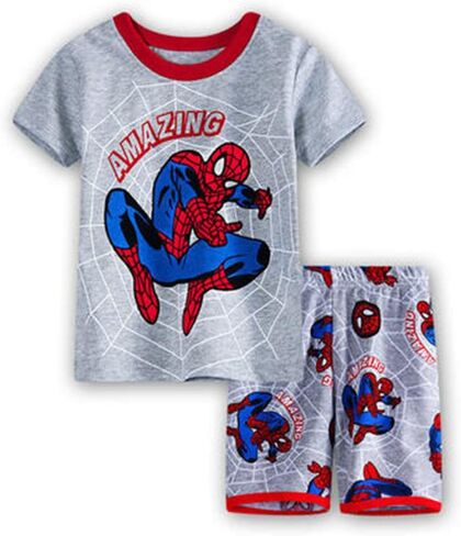 Little Boys Summer Spiderman Pajamas Short Kids Pjs Sets 100% Cotton Toddler Sleepwear (S33, 3_years) in Saudi Arabia