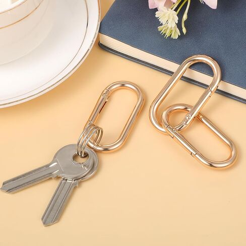 2 Inch Oval Gold Key Ring, 4 PCS Gold Carabiner Clips Heavy Duty Oval Spring Rings Clip, Large Opening Spring O Rings Keyring Keychain Hook for Purse Strap, Keys, Dog Tag Holder, Car Keychain Hook in Saudi Arabia