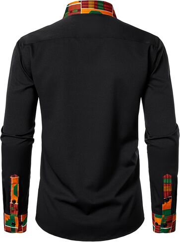 LucMatton Men's Long Sleeve Button Down Dress Shirt African Attire Tribal Graphic Dashiki Shirts in Saudi Arabia