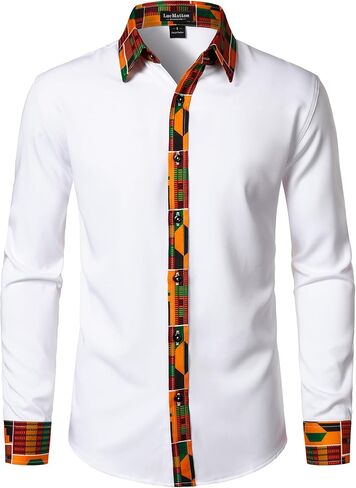 LucMatton Men's Long Sleeve Button Down Dress Shirt African Attire Tribal Graphic Dashiki Shirts in Saudi Arabia