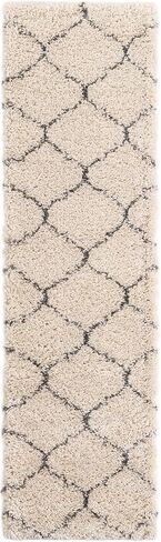Unique Loom Rabat Shag Collection Area Rug - Fractured (2' x 7' 1" Runner Ivory/Gray) in Saudi Arabia