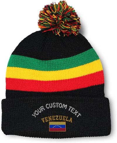 Speedy Pros Pom Pom Beanies for Women Venezuela Flag Embroidery Skull Cap Flags Winter Hats for Men Acrylic 1 Size in Saudi Arabia
