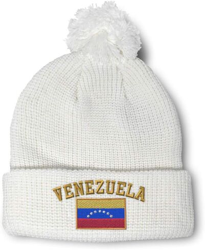 Speedy Pros Pom Pom Beanies for Women Venezuela Flag Embroidery Skull Cap Flags Winter Hats for Men Acrylic 1 Size in Saudi Arabia