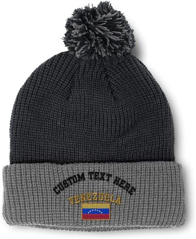 Speedy Pros Pom Pom Beanies for Women Venezuela Flag Embroidery Skull Cap Flags Winter Hats for Men Acrylic 1 Size in Saudi Arabia