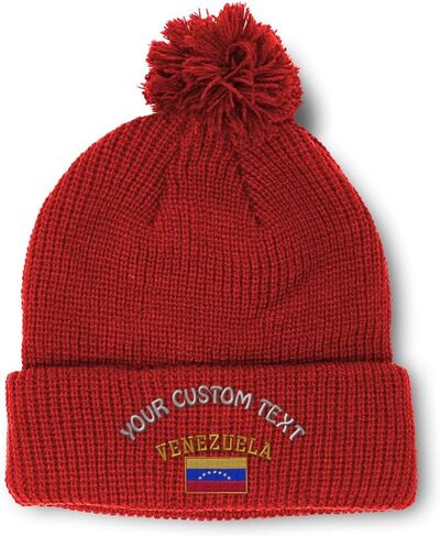 Speedy Pros Pom Pom Beanies for Women Venezuela Flag Embroidery Skull Cap Flags Winter Hats for Men Acrylic 1 Size in Saudi Arabia