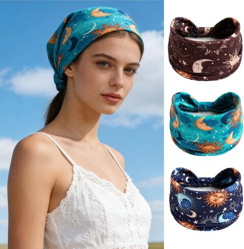 3-Pack Versatile Fashion Headwrap, One Piece Transforms into Multiple Styles, A Functional Accessory for a Capsule Wardrobe Multicolor in Saudi Arabia