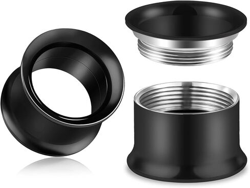 Kridzisw 12G-50mm Screw Fit Gauges for Ear Double Flared Tunnels Plugs Internally Threaded 316L Surgical Steel Mirror Finish Hollow Ear Gauges Earrings for Women Men Silver Black Gold in Saudi Arabia
