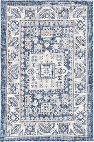 Rugs.com Outdoor Aztec Collection Collection سجادة - 2 '× 3 بوصة سجادة مسطحة خضراء مثالية لغرف المعيشة ، وغرف طعام كبيرة ، مخططات أرضية مفتوحة in Kuwait