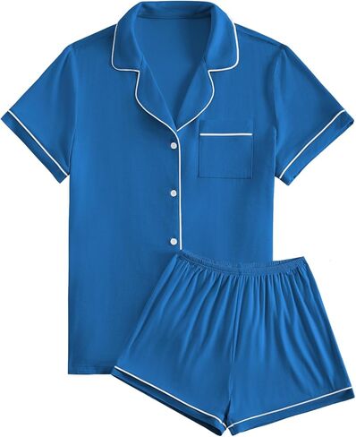Women's 2 Piece Pajama Set Short Sleeve Cotton Sleepwear Pjs Loungewear in Saudi Arabia