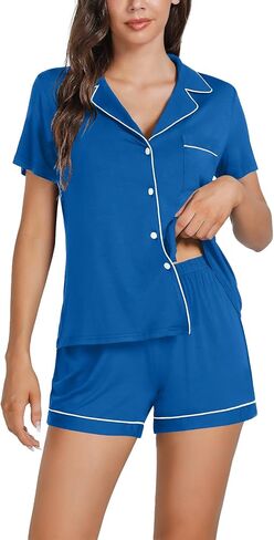 Women's 2 Piece Pajama Set Short Sleeve Cotton Sleepwear Pjs Loungewear in Saudi Arabia
