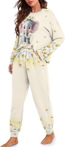 Women's Pajamas Set Two Piece Pj Sets Long Sleeve Top with Long Pants Casual Loungewear Nightwear with Pocket in Saudi Arabia