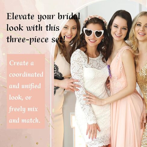 مجموعة نظارات شمسية Daxilonyz Heart Pearl Bride to Be مع وشاح الحجاب - إكسسوارات حفلات الزفاف وحفلات العزوبية in Kuwait