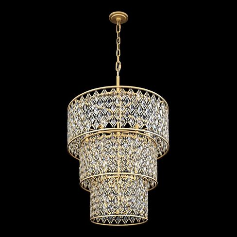 ثريا كريستال Varaluz Windsor سعة 13 لترًا مكونة من 3 طبقات - ذهبي فرنسي/أسود مطفي in Kuwait