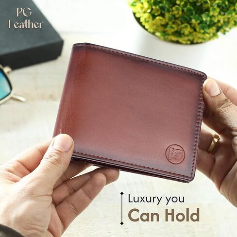 Men’s Genuine Leather Wallet – Brown Slim Bifold Wallet for Men with 6 Card Slots, 2 Hidden Pockets & Dual Currency Section for Daily Office and Casual Use in Saudi Arabia