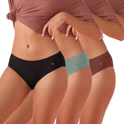 Enamor Women's Cotton Hipster Underwear Panties - Pack of 3, Full Coverage, Stain Release Technology, Multicolors in Saudi Arabia