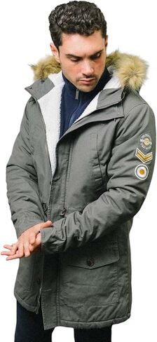 سترة Lambretta الرجالية ذات القلنسوة من الفرو الصناعي in Kuwait