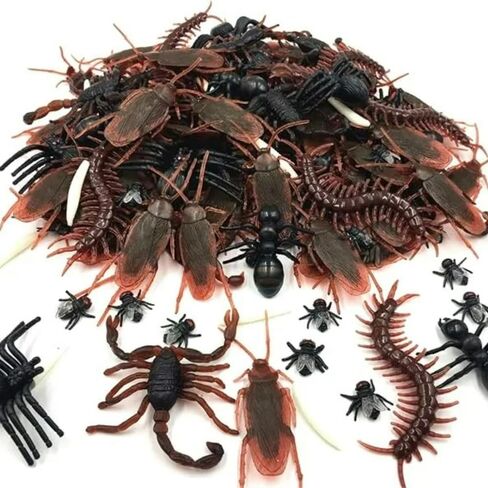 60pcs Life-Like Artificial Bug Prank Props, Realistic Insect Replicas for Halloween and April Fool's Day - Includes Cockroaches, Spiders, Worms, Centipedes, Scorpions, Ideal for Party Decor in Saudi Arabia