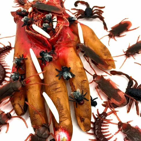 60pcs Life-Like Artificial Bug Prank Props, Realistic Insect Replicas for Halloween and April Fool's Day - Includes Cockroaches, Spiders, Worms, Centipedes, Scorpions, Ideal for Party Decor in Saudi Arabia