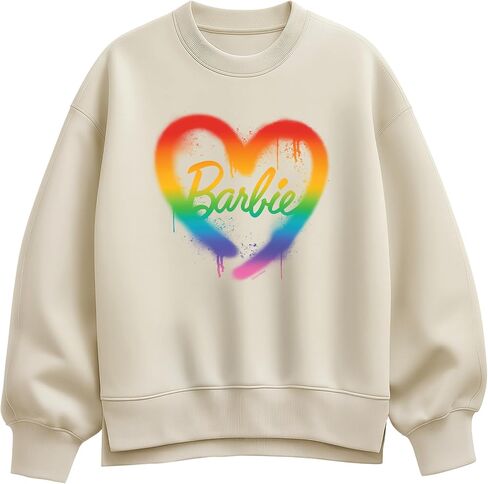 Barbie - Rainbow Heart - Ladies Oversized Fleece Crew Sweatshirt in Saudi Arabia