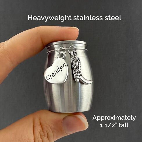 Grandpa Mini Urn for Ashes Cowboy Boot Western Texas Memorial Keepsake Gift for Loss of Grandpa Stainless Steel Small Urn for Sharing Cremains Grandfather Cremation Ashes Keepsake in Saudi Arabia